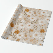 Boho Earth Tone Daisy Tan Floral Pattern ラッピングペーパー (アンロールド)
