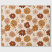 Boho Earth Tone Daisy Tan Floral Pattern ラッピングペーパー (フラット)