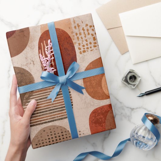 Boho Earth Tones Terracotta Abstract Pattern ラッピングペーパー (ギフト)