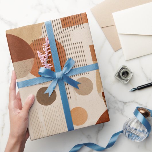 Boho Earth Tones Terracotta Geometric Pattern ラッピングペーパー (ギフト)