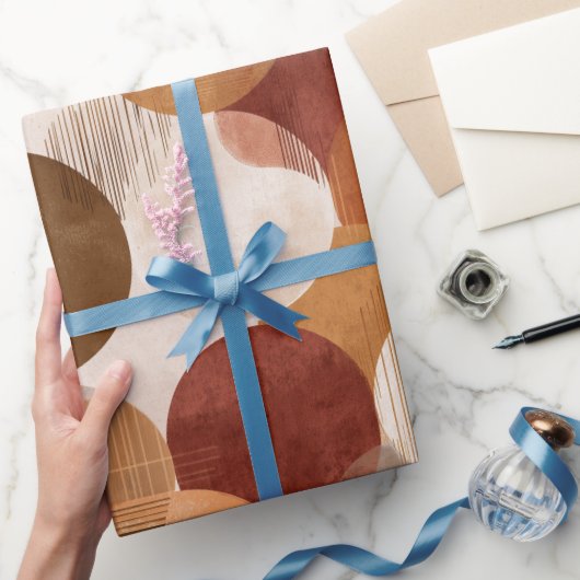 Boho Earth Tones Terracotta Geometric Pattern ラッピングペーパー (ギフト)