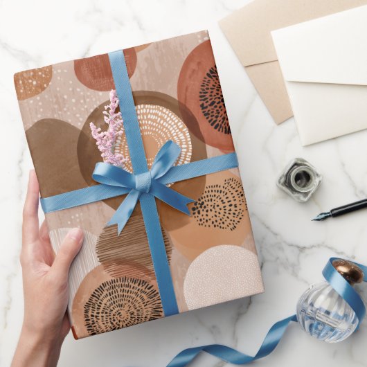 Boho Earth Tones Terracotta Geometric Pattern ラッピングペーパー (ギフト)