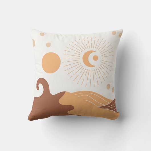 Boho Earth Tones Throw Pillows クッション (裏面)