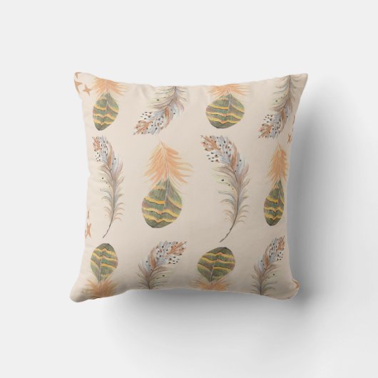 Boho Earth Tones Throw Pillows クッション (裏面)