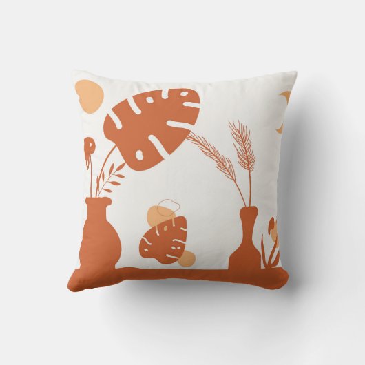 Boho Earth Tones Throw Pillows クッション (裏面)