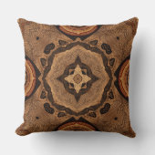 Boho Earthy Brown Tribal Mandala Kaleidoscope クッション (正面)