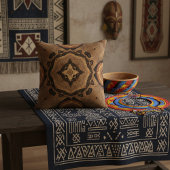 Boho Earthy Brown Tribal Mandala Kaleidoscope クッション