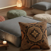 Boho Earthy Brown Tribal Mandala Kaleidoscope クッション