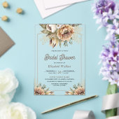 Boho Earthy Floral Taupe Bridal Shower アクリル招待状 (インサイチュ (ウェディング))