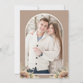 Boho Earthy Floral Taupe Photo Wood Wedding セーブザデート (裏面)