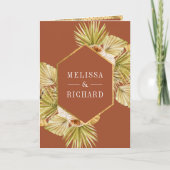 Boho Earthy Floral Terracotta QR Code Wedding 招待状 (正面)