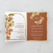 Boho Earthy Floral Terracotta QR Code Wedding 招待状 (内部)