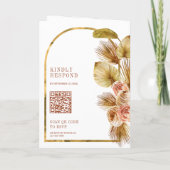 Boho Earthy Floral Terracotta QR Code Wedding 招待状 (裏面)