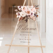 Boho Earthy Ivory Floral Wedding Welcome アクリルサイン