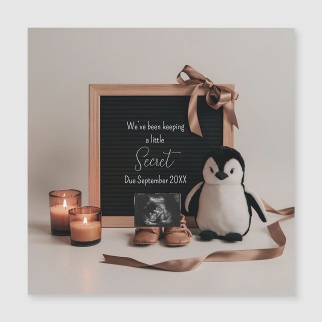 Boho earthy neutral pregnancy announcement card (正面)