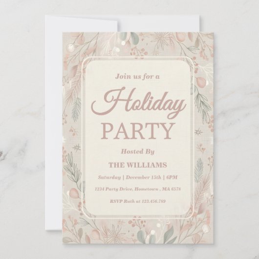 Boho Earthy Tones Holiday Party 招待状 (正面)