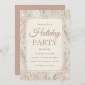 Boho Earthy Tones Holiday Party 招待状 (正面/裏面)