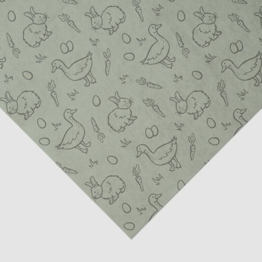 Boho Easter Bunny Rabbit Goose Spring Sage Green 薄葉紙 (詳細)