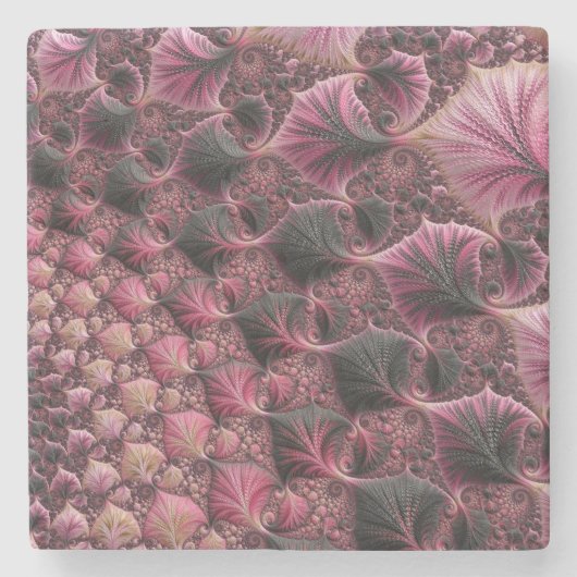 Boho Eclecticピファンキーックブラック抽象芸術フラクタル ストーンコースター (正面)