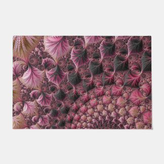 Boho Eclecticピファンキーックブラック抽象芸術フラクタル ドアマット