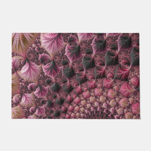 Boho Eclecticピファンキーックブラック抽象芸術フラクタル ドアマット (正面)