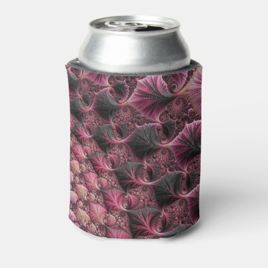 Boho Eclecticピファンキーックブラック抽象芸術フラクタル 缶クーラー (缶裏面)
