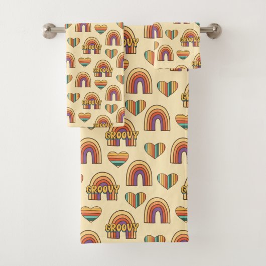 Boho Eclectic Towel 70s Retro Vibes for Bath バスタオルセット (インサイチュ)