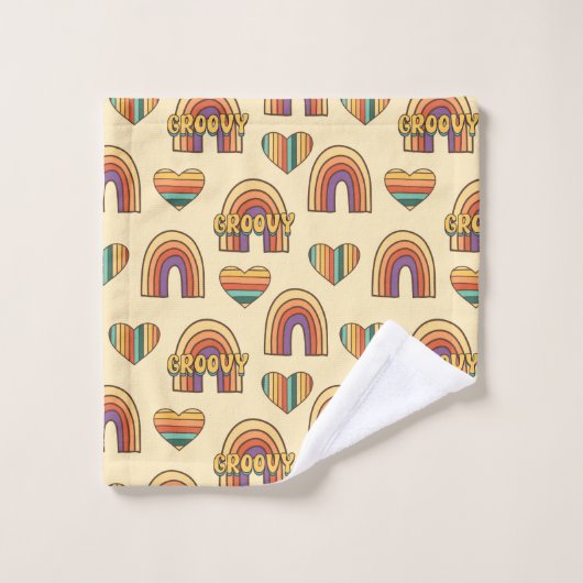 Boho Eclectic Towel 70s Retro Vibes for Bath バスタオルセット (ウォッシュタオル)