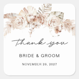 Boho editable rectangle's you結婚ステッ感謝していクル スクエアシール