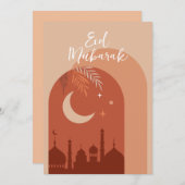 Boho Eid Mubarak Eidカード 招待状 (正面/裏面)