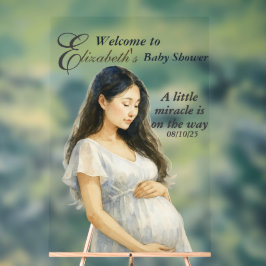 Boho Elegant Asian Pregnant Mom Baby Shower アクリルサイン