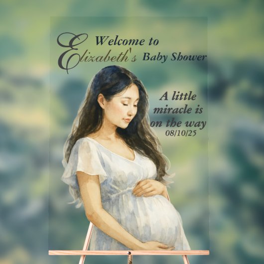 Boho Elegant Asian Pregnant Mom Baby Shower アクリルサイン (ニュートラル)