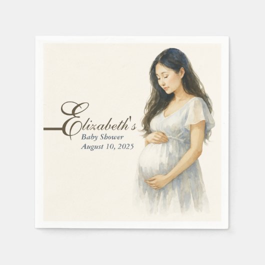 Boho Elegant  baby shower Asian mom-to-be スタンダードカクテルナプキン (正面)