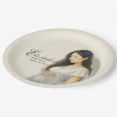 Boho Elegant  baby shower asian mom-to-be ペーパープレート (アングル)