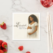 Boho Elegant  baby shower Black mom-to-be スタンダードカクテルナプキン (インサイチュ)