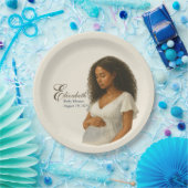 Boho Elegant baby shower black mom-to-be ペーパープレート (パーティー)