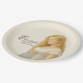 Boho Elegant  baby shower blonde mom-to-be ペーパープレート (アングル)