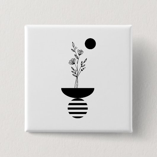 Boho Elegant Flower 缶バッジ (正面)