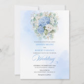 Boho Elegant Pastel Blue Hydrangea Floral Wedding 招待状 (正面)