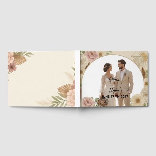 Boho Elegant Wedding Guest Book – Romantic Keepsak ゲストブック (全面)