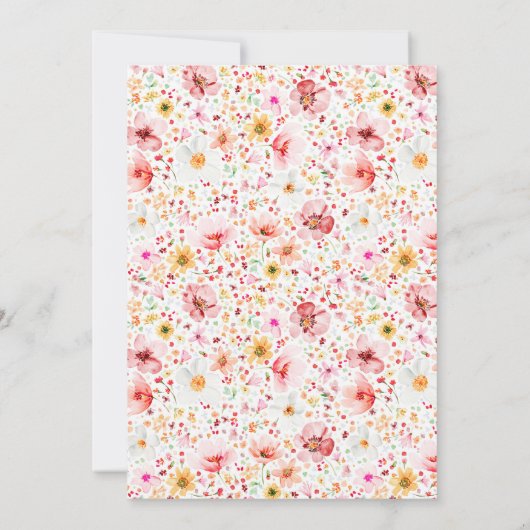 Boho Elegant Wildflower Blush Floral Bridal Shower 招待状 (裏面)