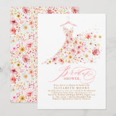 Boho Elegant Wildflower Blush Floral Bridal Shower 招待状 (正面/裏面)