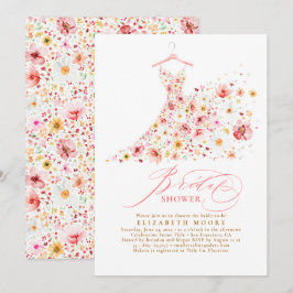 Boho Elegant Wildflower Blush Floral Bridal Shower 招待状