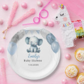 Boho Elephant Boy Balloons Baby Shower  ペーパープレート (パーティー)