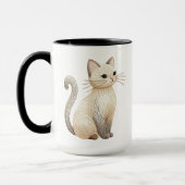 Boho Embroidedニュートラル子猫オンコーヒーカップマグカップ マグカップ (左)