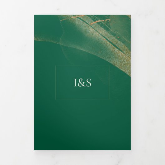 Boho Emerald Rose Complete Wedding Tri-Fold Invita 三つ折り招待状 (カバー)