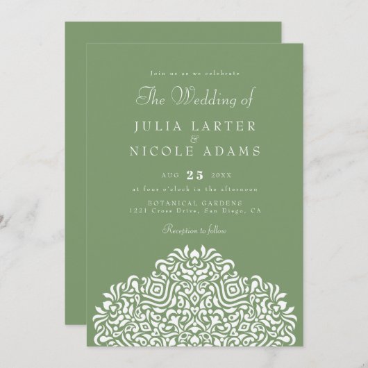 Boho Ethnic Botanical Accent Wedding 招待状 (正面/裏面)