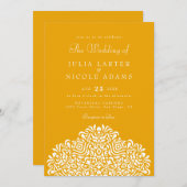 Boho Ethnic Botanical Accent Wedding 招待状 (正面/裏面)