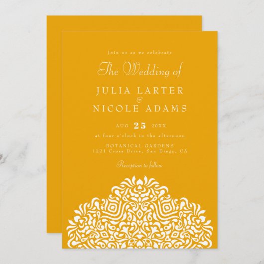 Boho Ethnic Botanical Accent Wedding 招待状 (正面/裏面)