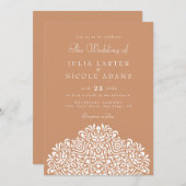 Boho Ethnic Botanical Accent Wedding 招待状 (正面/裏面)